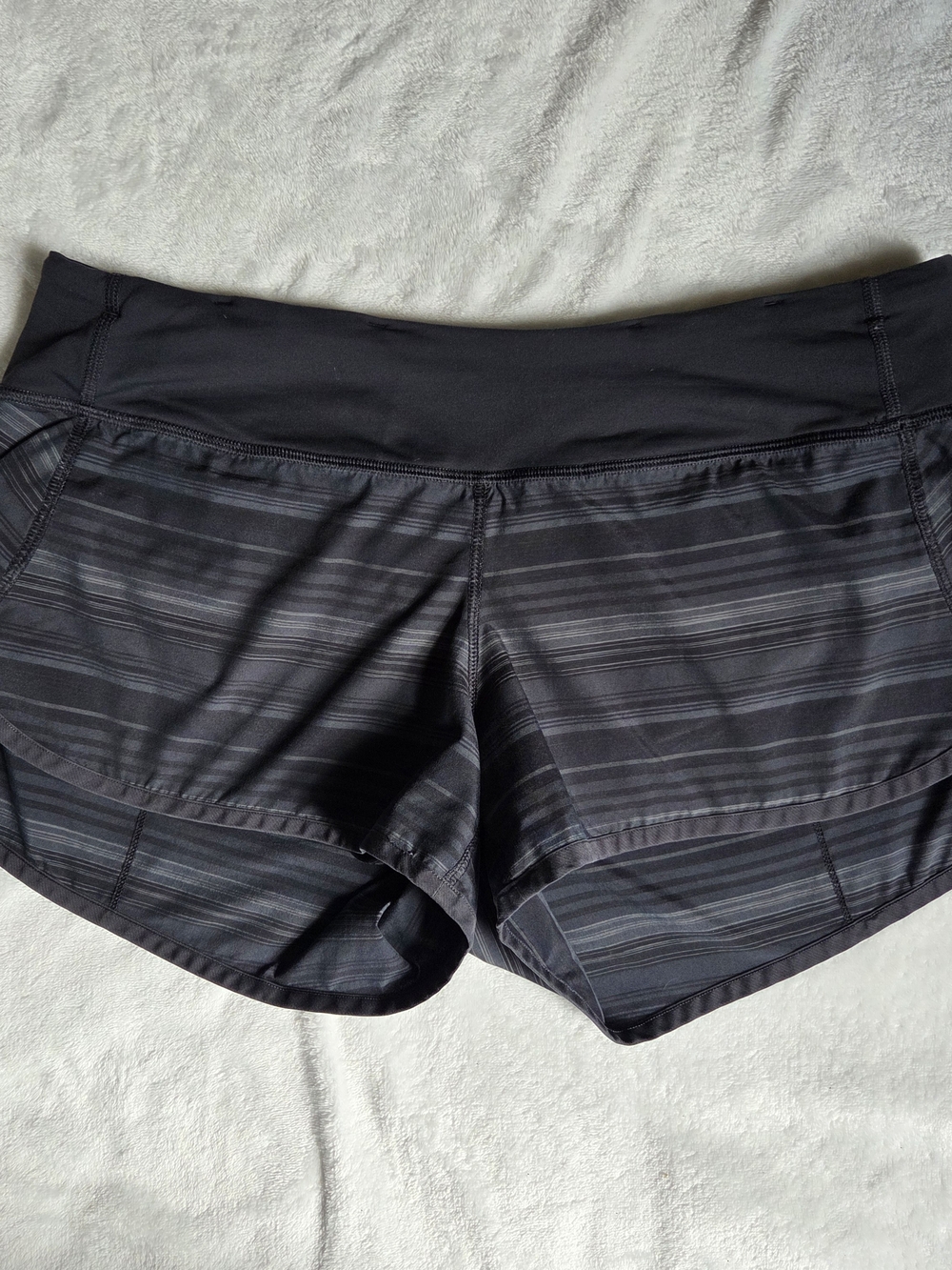 lululemon athletica Black Striped Run Shorts
